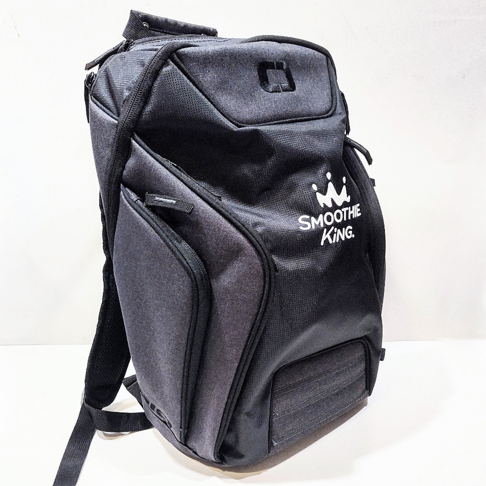 OGIO Hatch Laptop Backpack Black Charcoal Gray Embroidered Smoothie King Logo